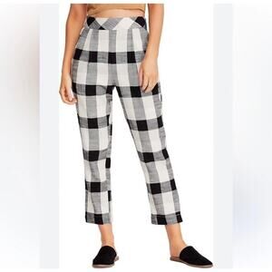 Free People Clear Skies Black white plaid Checkered Crop pants women’s Medium Z1